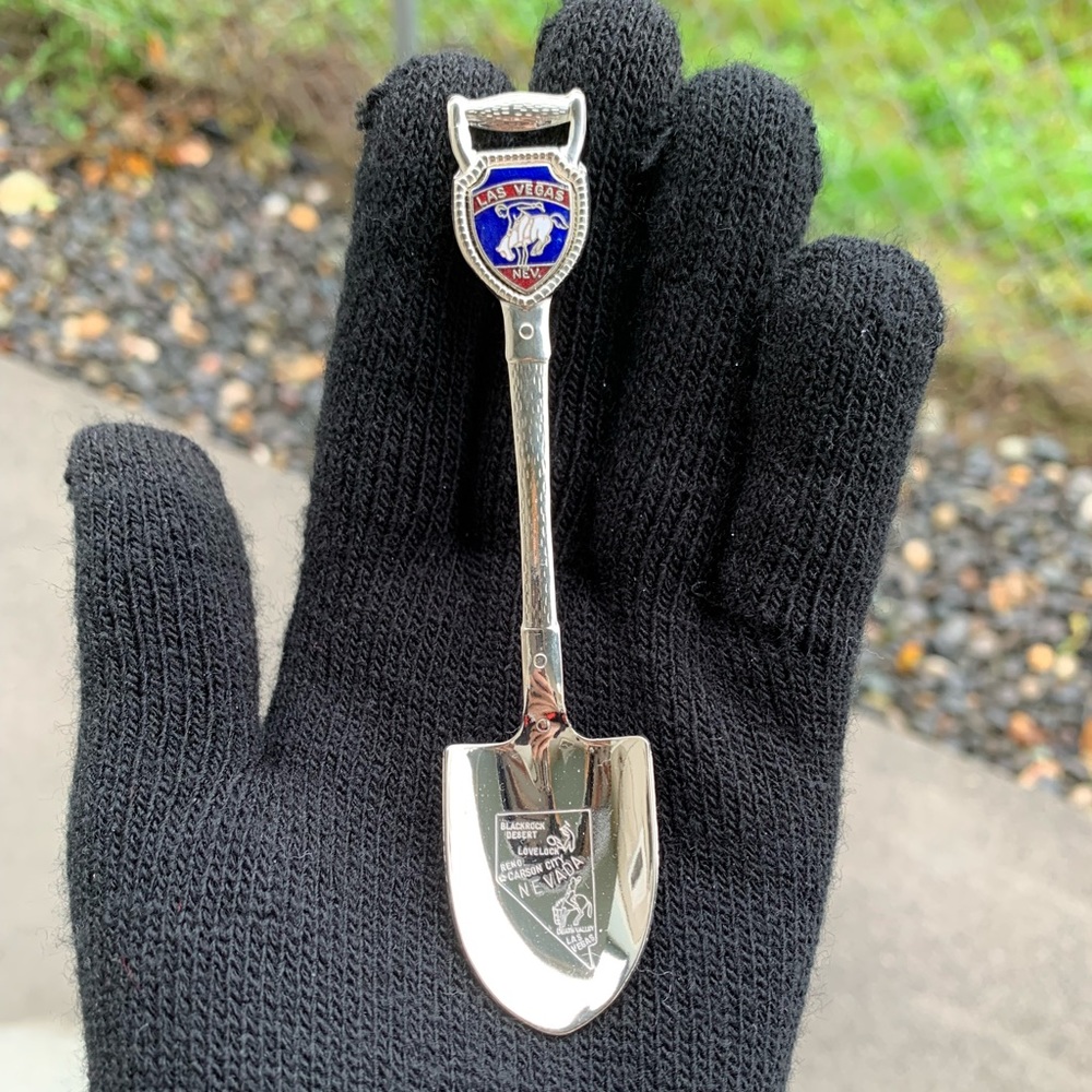 Vintage Las Vegas, Nevada Metal Souvenir Shovel Shaped Spoon // Engraved